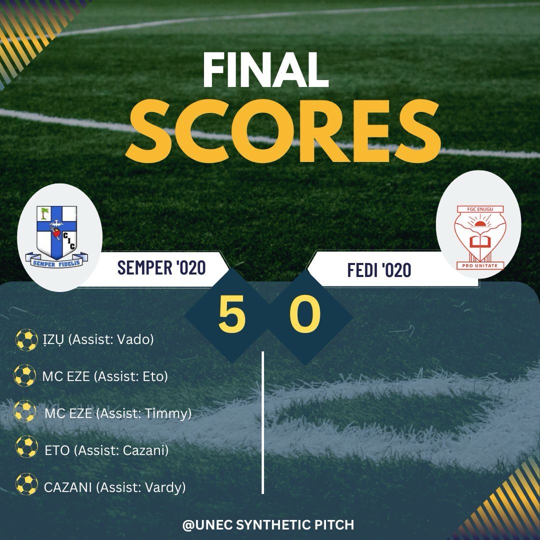 SEMPER ’020 DOMINATES RETURN LEG WITH A 5-0 VICTORY OVER FEDI ’020